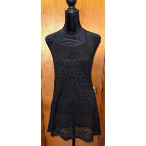 Art Class Girls XL (14) Black Crochet Lace Halter Neck Swimsuit Cover Up Dress